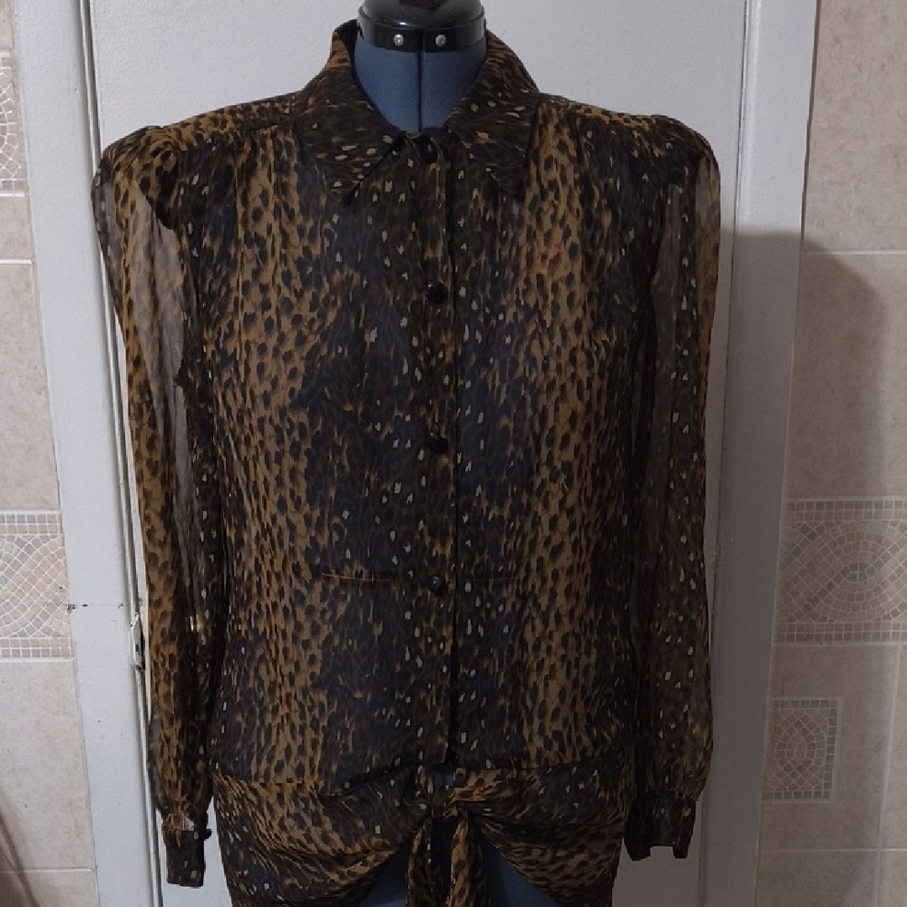 Patra Animal Print Sheer Blouse
